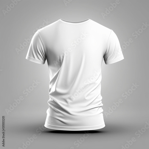 T-shirt mockup. full White blank t-shirt front and back views. whitout model tshirt, Generative IA photo