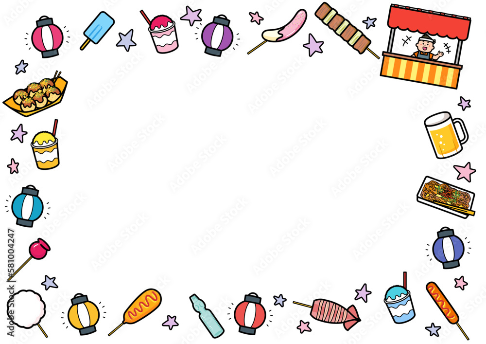 イラストフレーム 夏祭り・縁日 Stock Vector | Adobe Stock