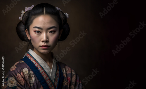 Young beautiful woman wearing Japanese kimono,  Created using generative AI tools.