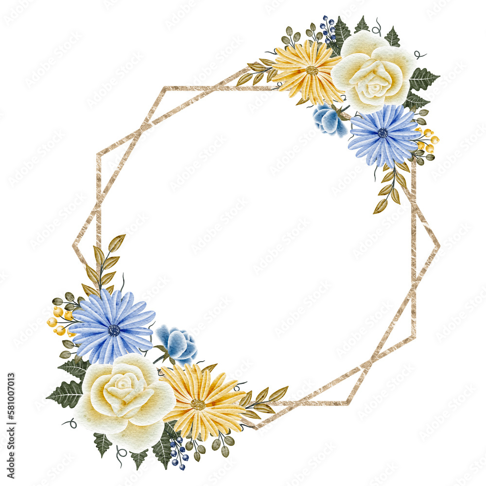 Obraz premium Floral wreath watercolor