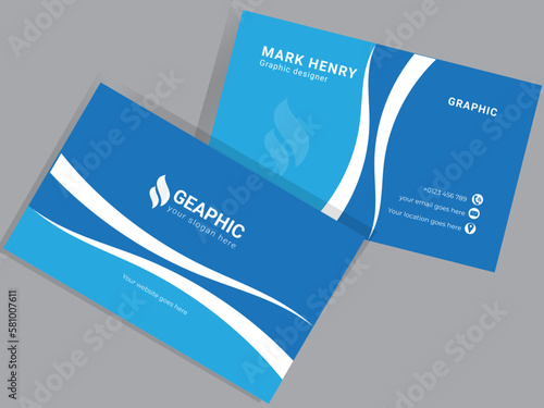 Vector modern business card template, Modern visiting card template for business agency,blue color creative business card and name card for business