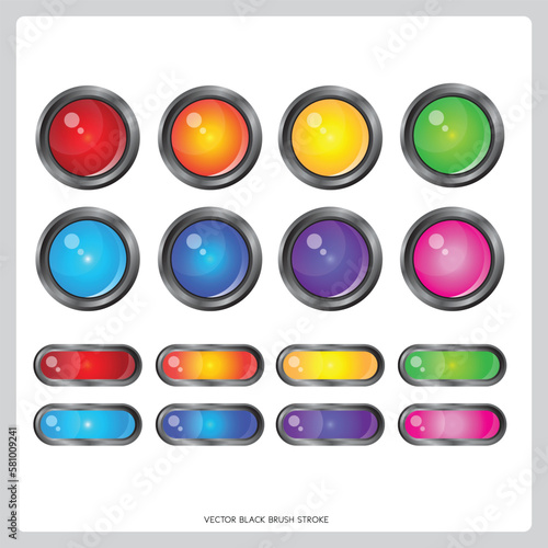 vector glossy web buttons set in different colors