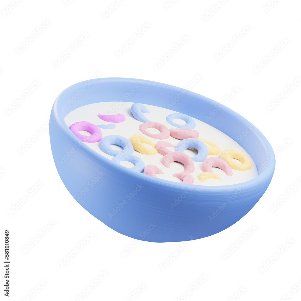 bowl of cereal 3d food illustration bowl of cereal 3d food illustration