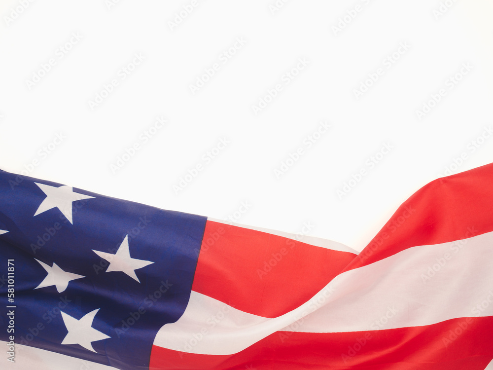 Part of the American flag is on a white background Part of the American flag is on a white background
