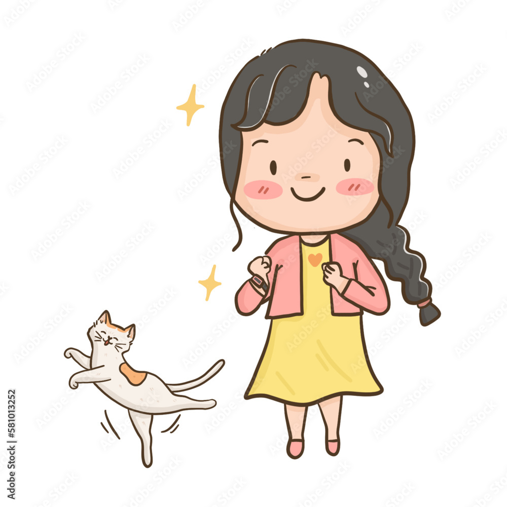 Little girl with cat