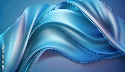 Blue gradient silk fabric background. Generative AI