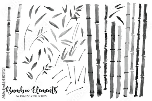 bamboo elements ink painting collection