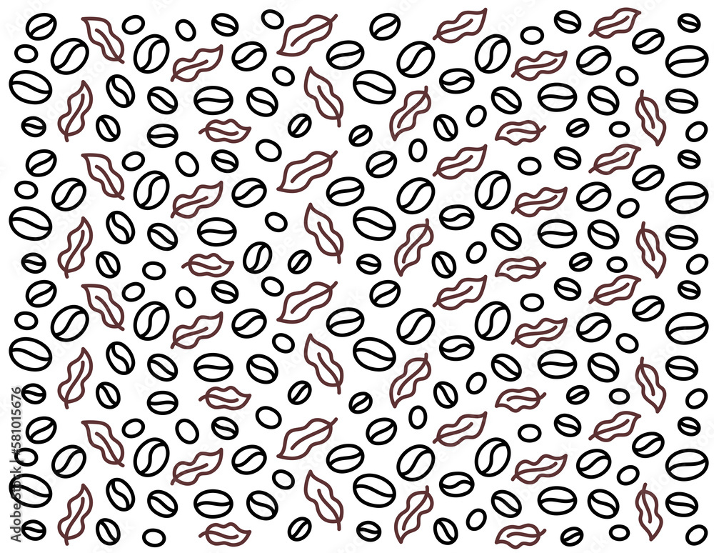 Coffee background pattern. Editable outline stroke. Vector line.