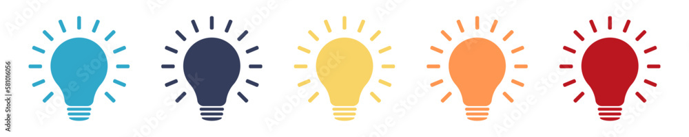 Fototapeta premium Lamp icons set. Idea lamp icon collection. Flat style - stock vector.