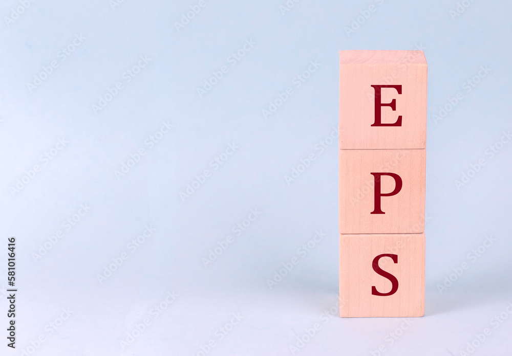EPS on wooden cubes on a blue background EPS on wooden cubes on a blue background