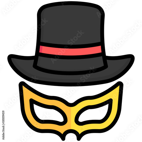 hat and sunglasses, symbol incognito browser