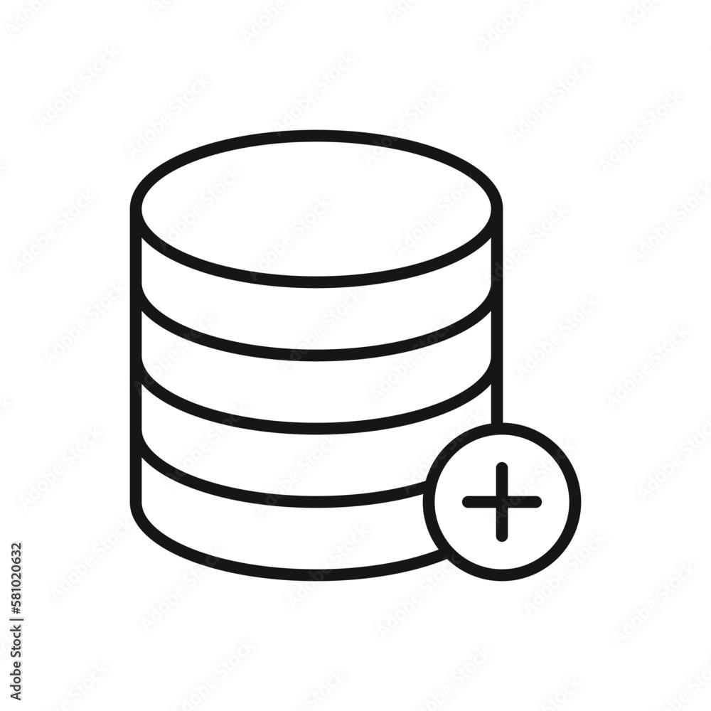 Editable Icon of Add Database, Vector illustration isolated on white background. using for Presentation, website or mobile app Editable Icon of Add Database, Vector illustration isolated on white background. using for Presentation, website or mobile app