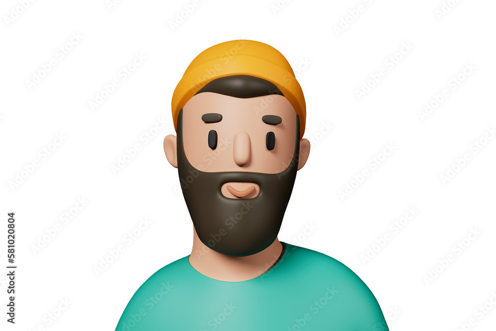 3D avatar of a young trendy man. profile picture. 3d Rendering 3D avatar of a young trendy man. profile picture. 3d Rendering