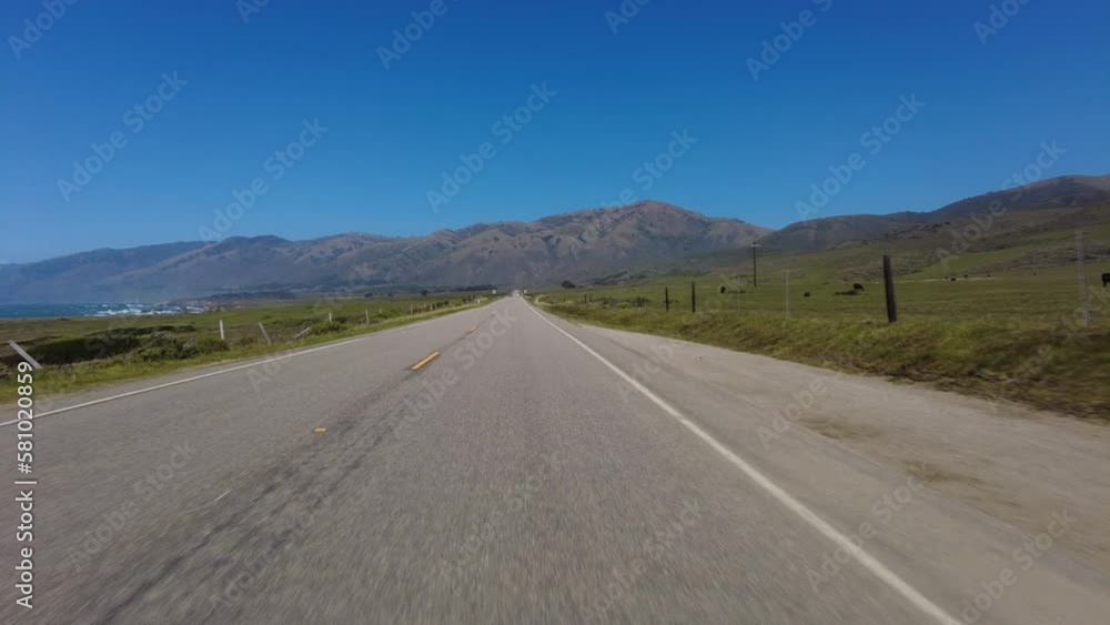 Big Sur Pacific Coast Highway Northbound 2 San Simeon to Ragged Point 10 Front View Multi Camera Driving Plate California USA Big Sur Pacific Coast Highway Northbound 2 San Simeon to Ragged Point 10 Front View Multi Camera Driving Plate California USA