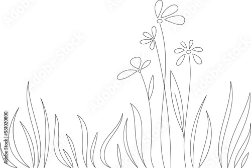 Vector abstract linear spring flowers. Crocuses among the grass. Floral background for the design of postcards  congratulations  letters  cards for Mother s Day  March 8  for the summer holidays