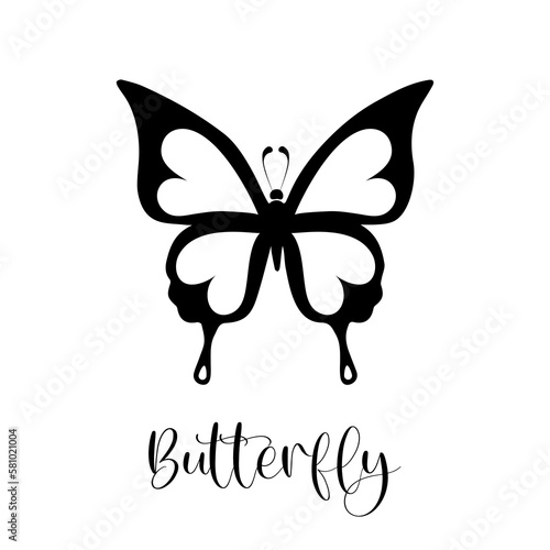 Butterfly with heart icon on wings.
