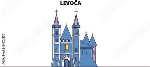 Slovakia, Levoca tourism landmarks, vector city travel illustration