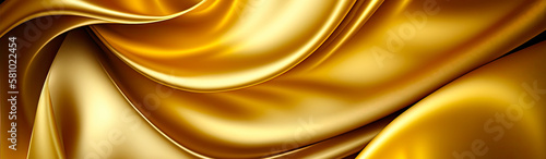 Golden gradient silk fabric background. Generative AI