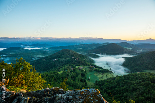 Spring sunrise in La Fageda D En Jorda Forest  La Garrotxa  Spai