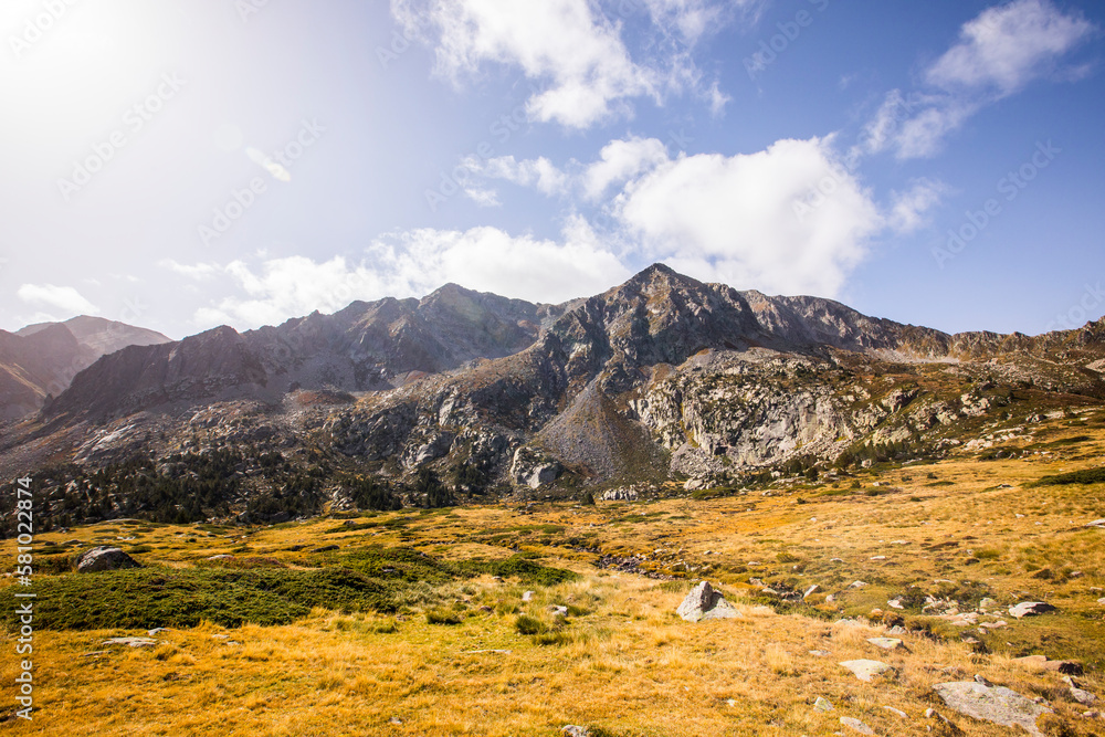 Mountain landscape in Campcardos valley, Pyrenees, France Mountain landscape in Campcardos valley, Pyrenees, France
