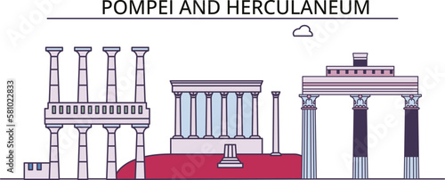 Italy, Pompei tourism landmarks, vector city travel illustration photo