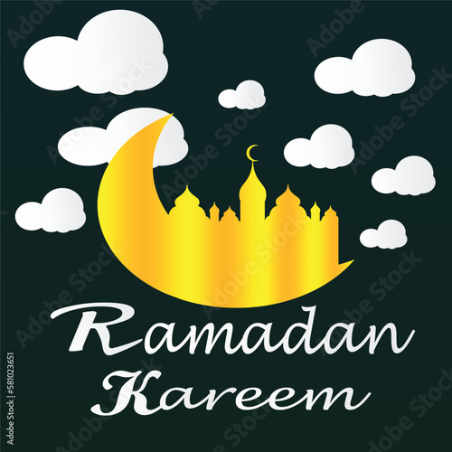 Ramadan Kareem poster background vector illustration design Greeting Card. Social Media post template Ramadhan Mubarak. Happy & Holy Ramadan. Month of fasting for Muslims