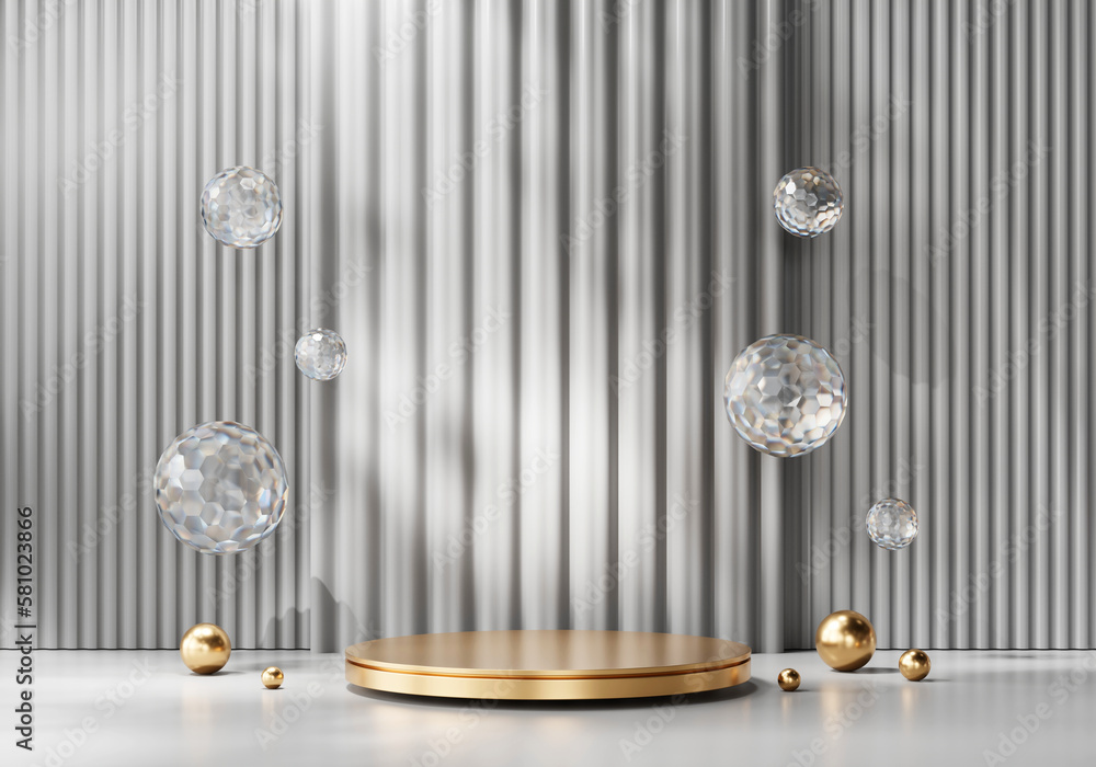 Abstract Golden Podium Platform For Product Display Showcase 3D Rendering Abstract Golden Podium Platform For Product Display Showcase 3D Rendering