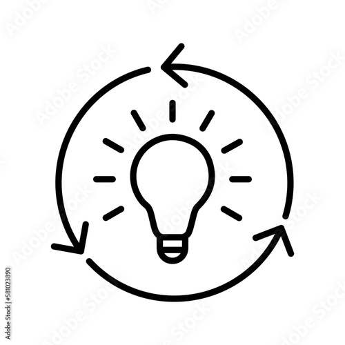light bulb idea with recycle arrow icon vector