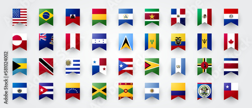 North And South America Ribbon Flag Set