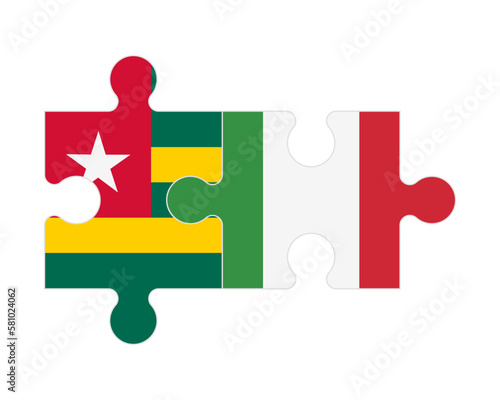Puzzle of flags of Togo and Italy, vector