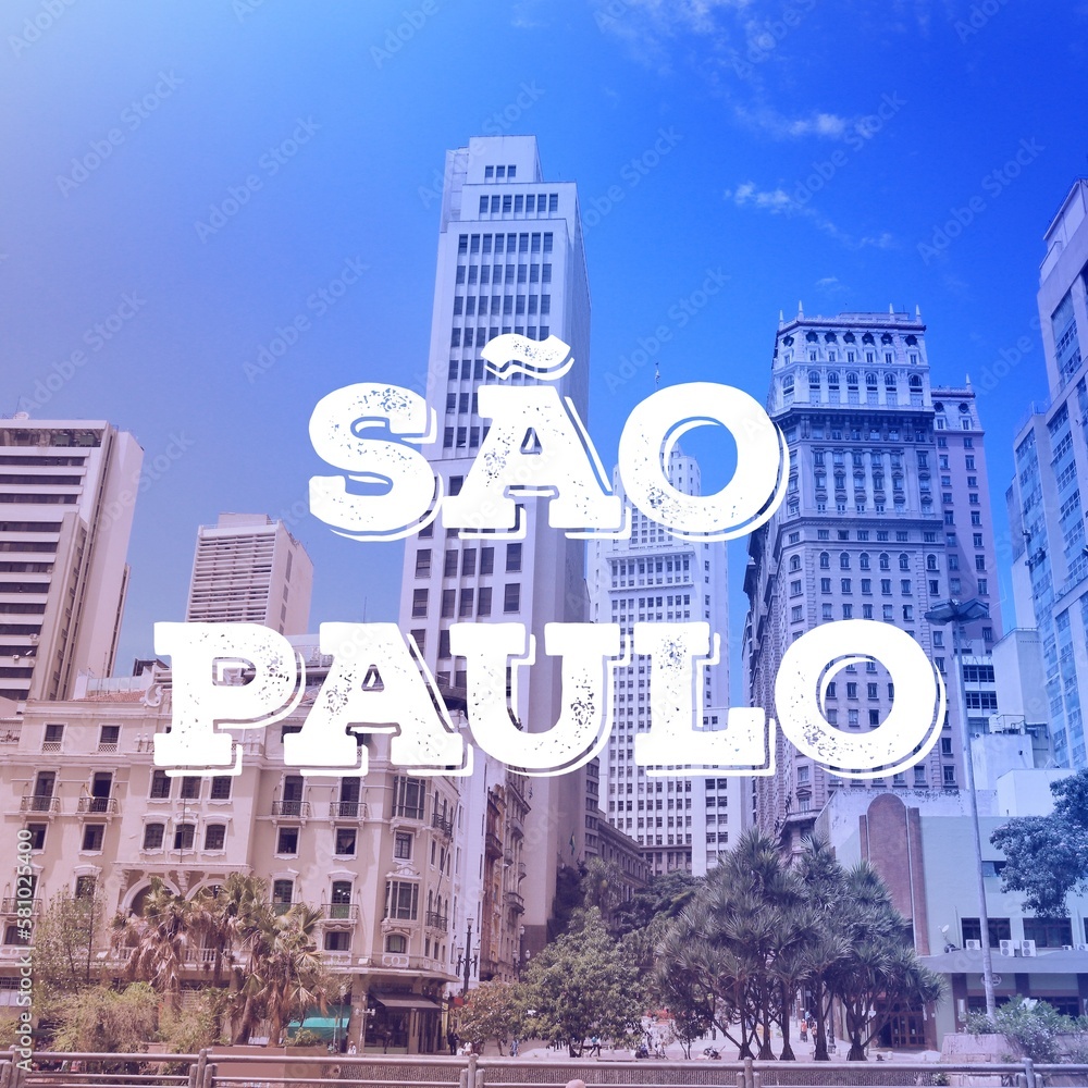 Sao Paulo city name postcard