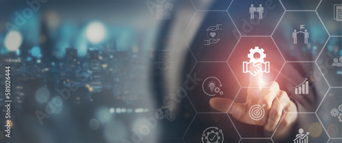 Business ecosystems and partnerships concept. Business collaboration strategies. The value of network and solution of creating new opportunities.  Task relations, collaboration, team building.