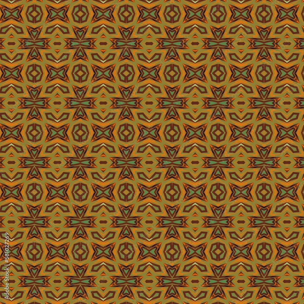 retro yellow monochrome geometric pattern. vintage eastern textile fabric background. old style graphic illustration. 