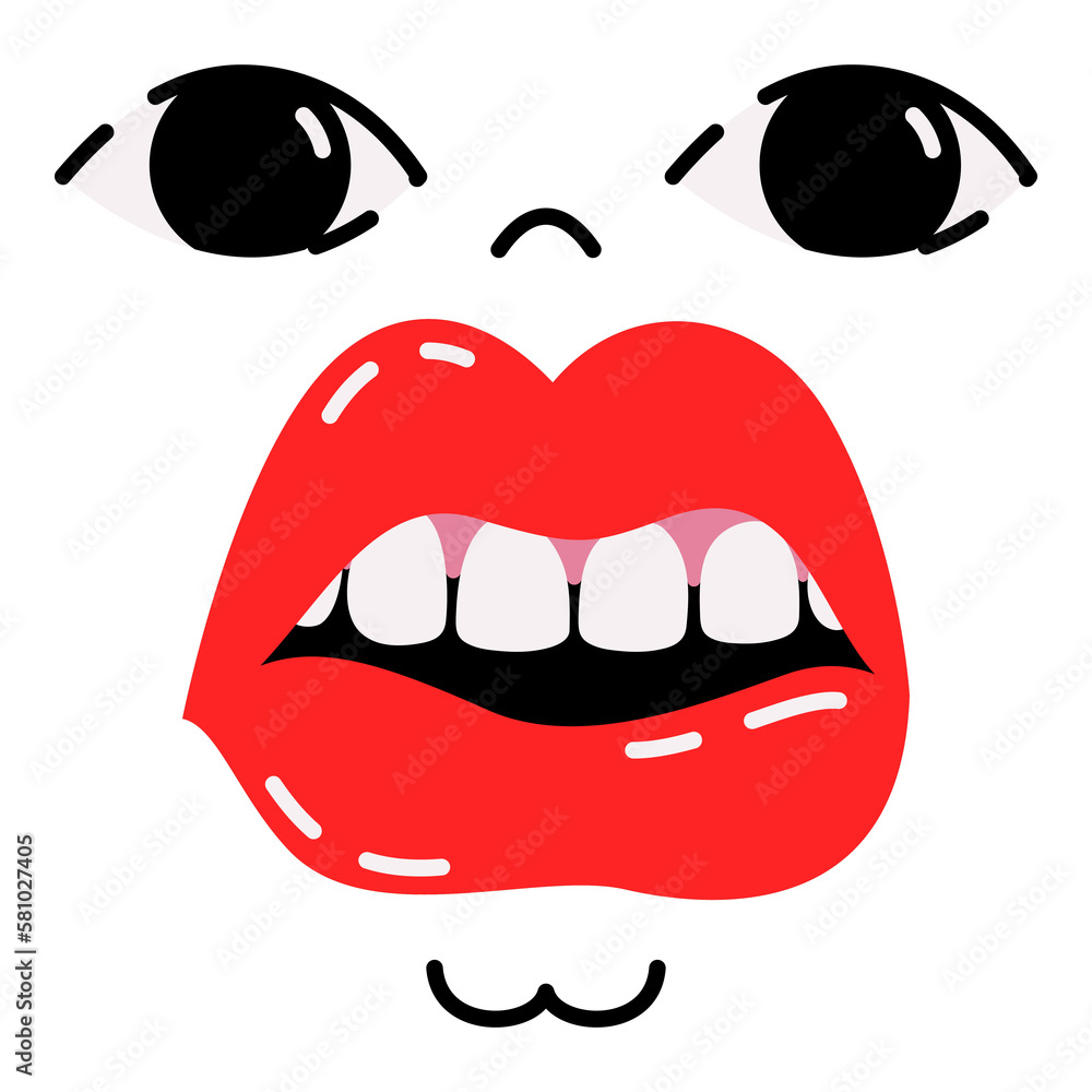 Emotional bold doodle character. Bright smiling face graphic element Emotional bold doodle character. Bright smiling face graphic element