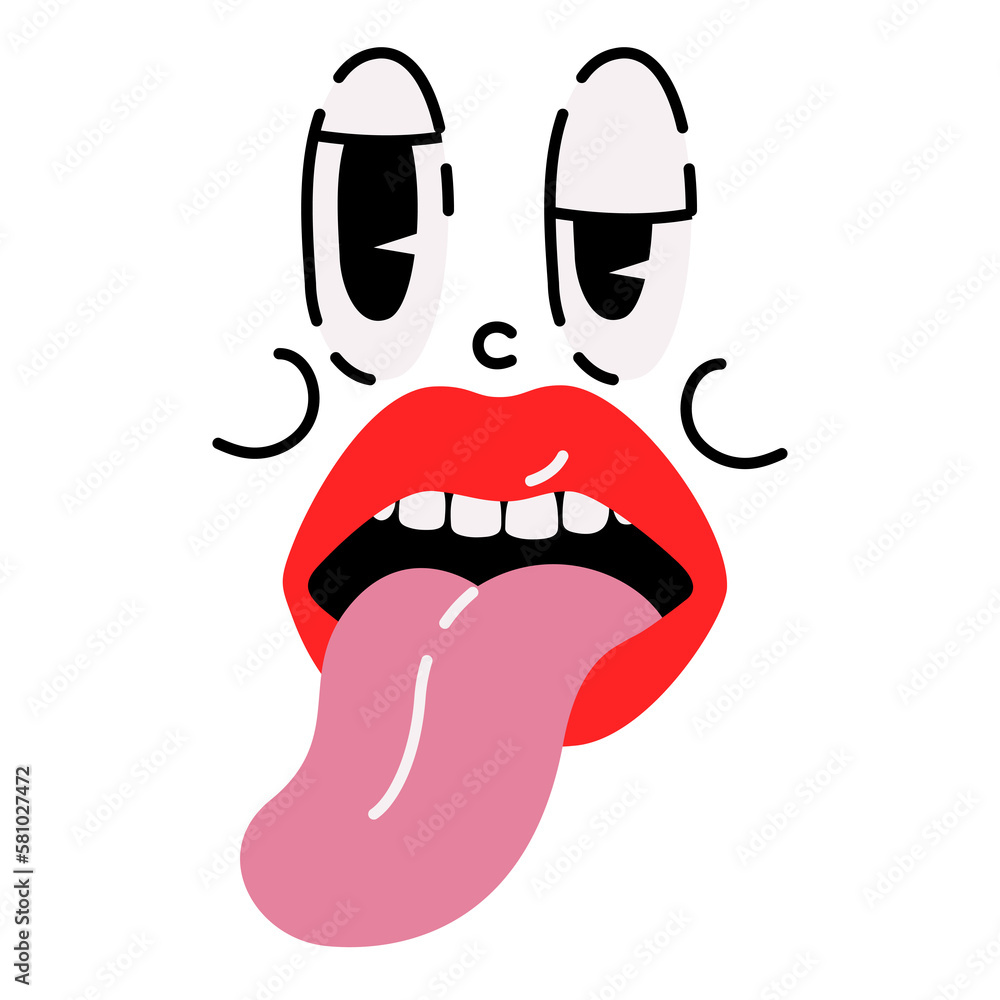 Obraz premium Emotional bold doodle character. Bright smiling face graphic