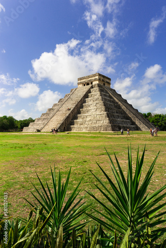 Kukulcan pyramid in the Mexican city of Chichen Itza. Travel concept.Mayan pyramids in Yucatan, Mexico