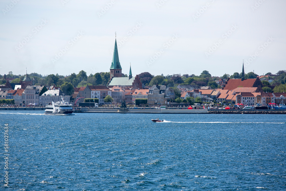 View from the Baltic Sea of city, Helsingor, Denmark
