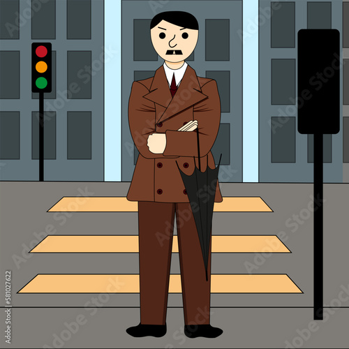 European man on the road in the city.
