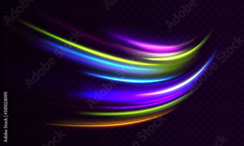 Magic moving fast speed police lines. Laser beams luminous abstract sparkling isolated on a transparent background. Abstract neon color glowing lines background. 