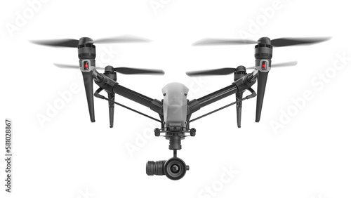 Professional filming drone 3D rendering isolated on transparent background