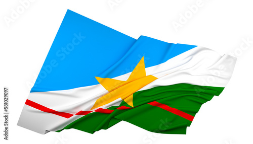A bandeira do estado de Roraima, região Norte, Brasil - Ilustração 3D photo