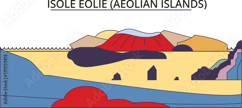 Italy, Aeolian Islands tourism landmarks, vector city travel illustration