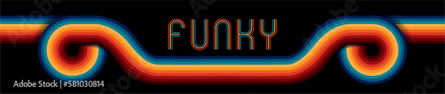 Cool panoramic funky background frame. Vector illustration. Isolated on black background.
