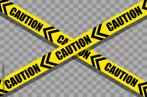 Vector illustration caution text on yellow police crime scene danger tape. Do not cross. Warning tapes
