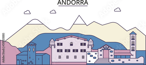 Andorra tourism landmarks, vector city travel illustration photo