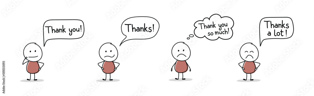 Unhappy stickman with text - thank you, thanks. Vector Unhappy stickman with text - thank you, thanks. Vector