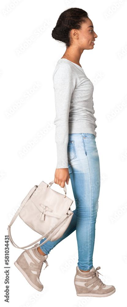 Portrait of a Woman Walking with Handbag Portrait of a Woman Walking with Handbag