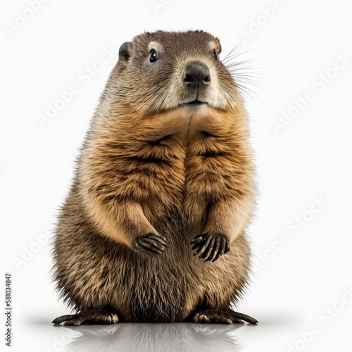 Murmeltier auf weißem Hintergrund (erstellt durch KI-Tool)