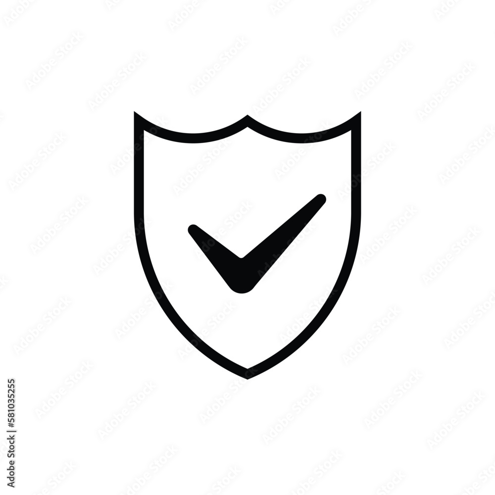 Black shield with check mark icon Black shield with check mark icon