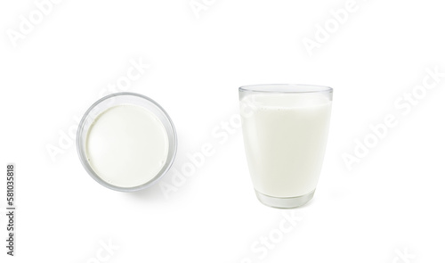 glass of milk top view front view glass of milk isolated on white background